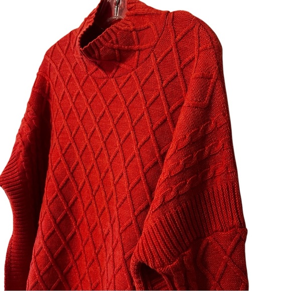 Mer Sea The Lisbon Traveler Coral orange mock neck cable knit one size - Picture 9 of 13